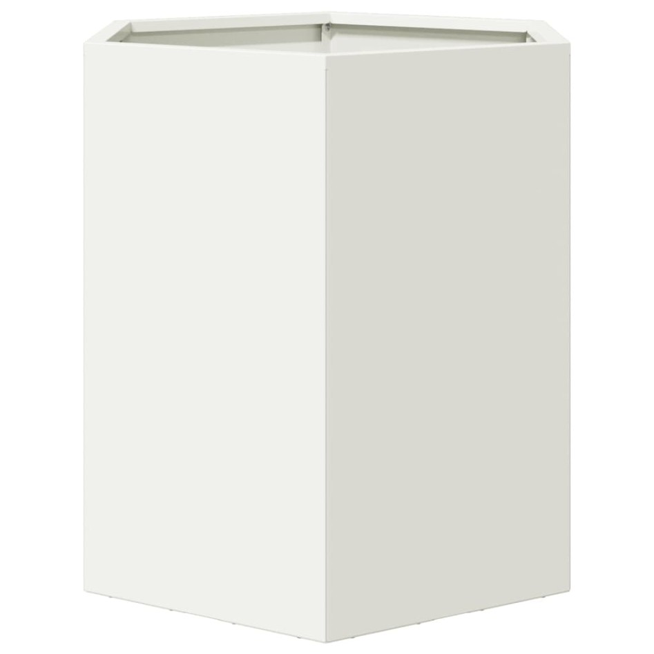 Jardinera hexagonal acero blanco 46x40x45
