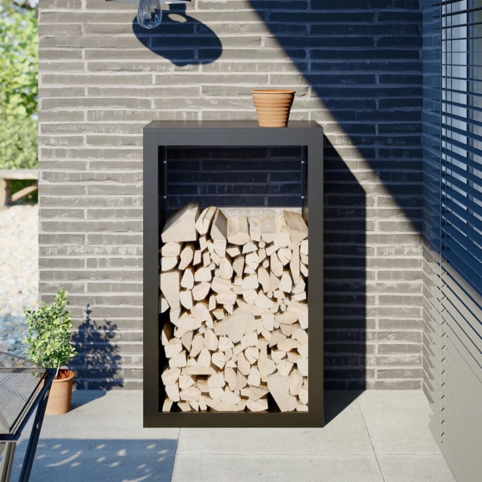 Leñero de acero negro 60x40x100