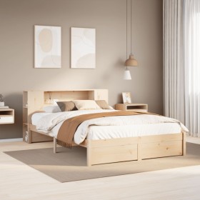 Cama con estantería sin colchón madera maciza de pino