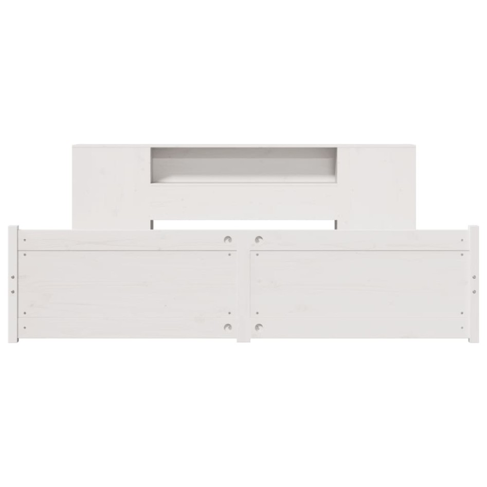 Cama con estantería sin colchón madera maciza blanca 200x200