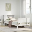 Cama con estantería sin colchón madera maciza blanco 90x200 cm