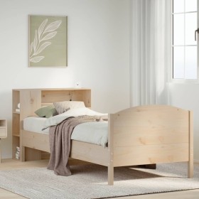Cama con estantería sin colchón madera maciza de pino
