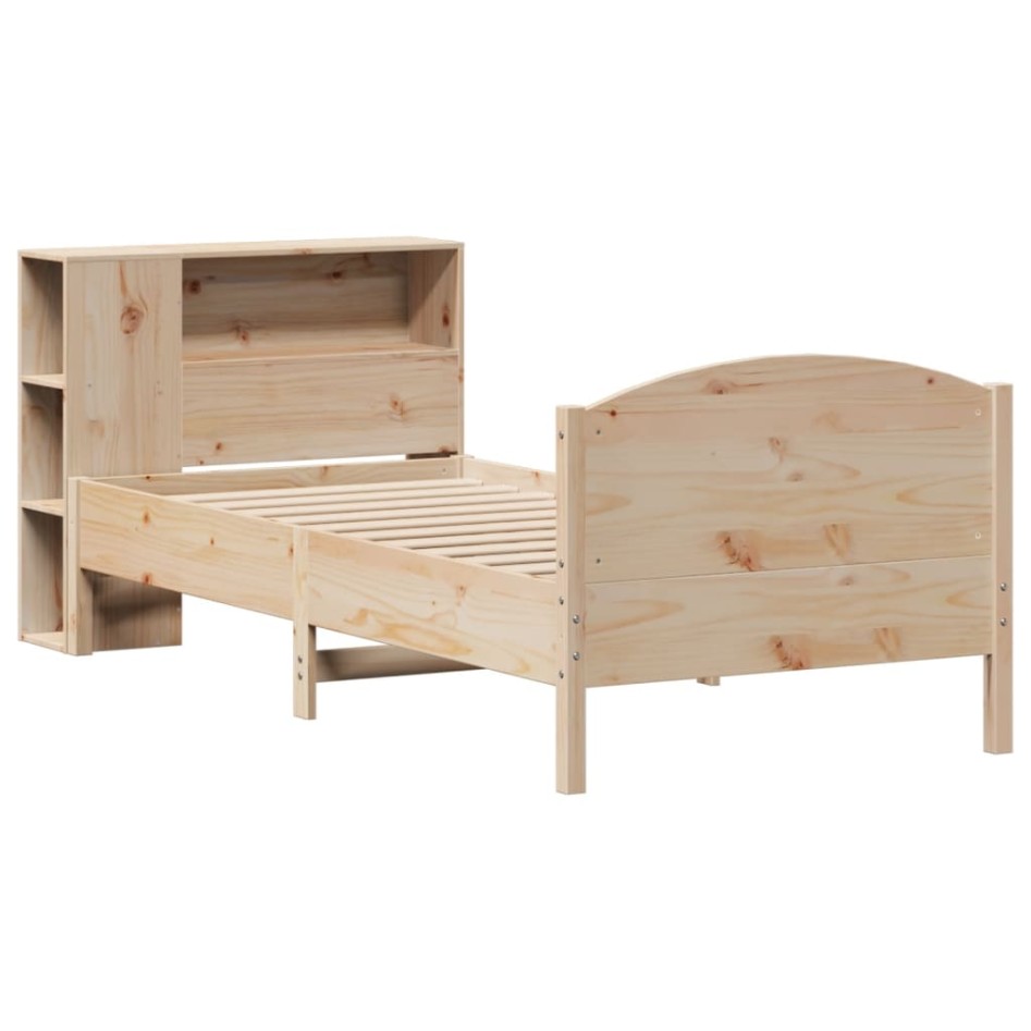 Cama con estantería sin colchón madera maciza de pino 75x190