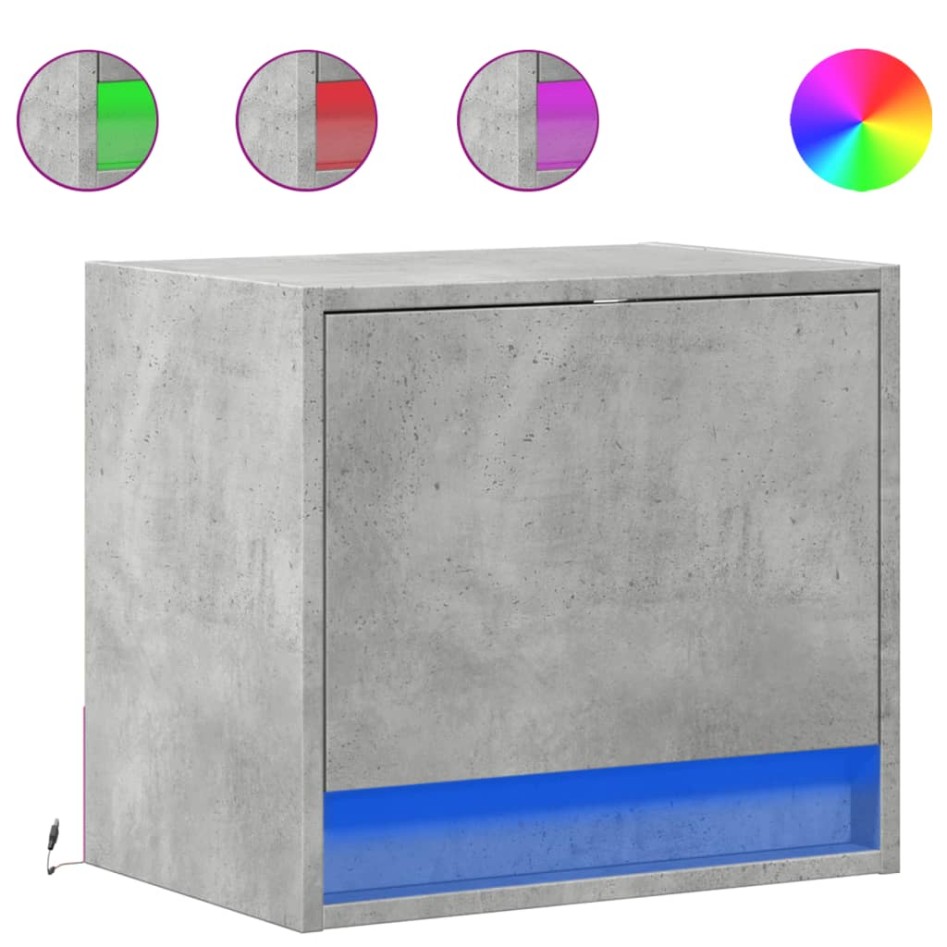 Mesitas de noche de pared con luces LED 2 uds gris