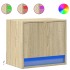 Mesitas de noche de pared con luces LED 2 unidades roble