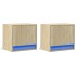 Mesitas de noche de pared con luces LED 2 unidades roble