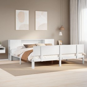 Cama con estantería sin colchón madera maciza blanca 180x200