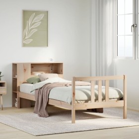 Cama con estantería sin colchón madera maciza de pino 90x190