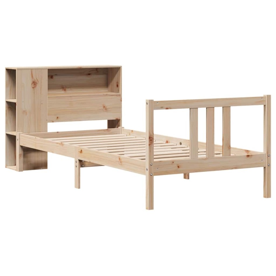Cama con estantería sin colchón madera maciza de pino 90x190