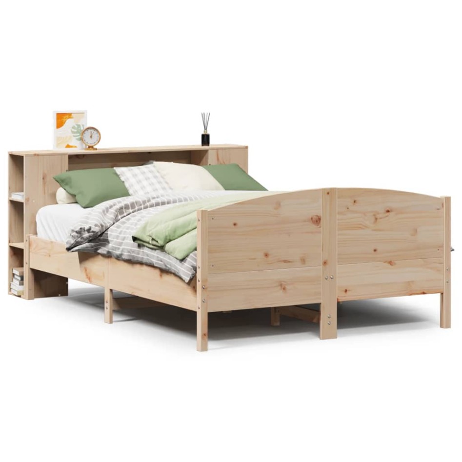 Cama con estantería sin colchón madera maciza de pino