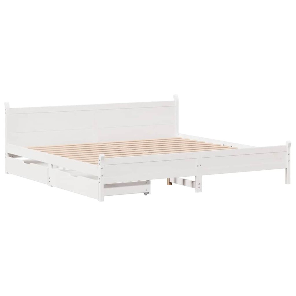 Estructura de cama sin colchón madera maciza blanca 200x200