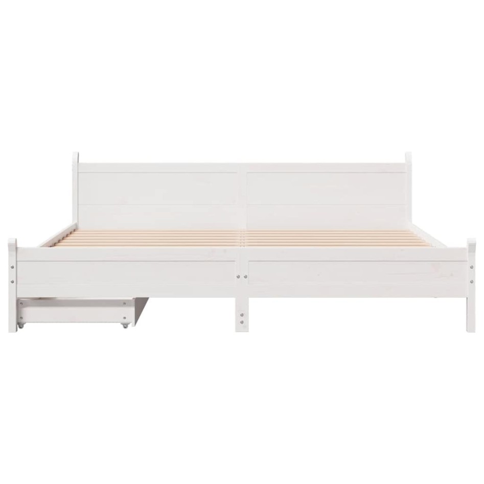 Estructura de cama sin colchón madera maciza blanca 200x200