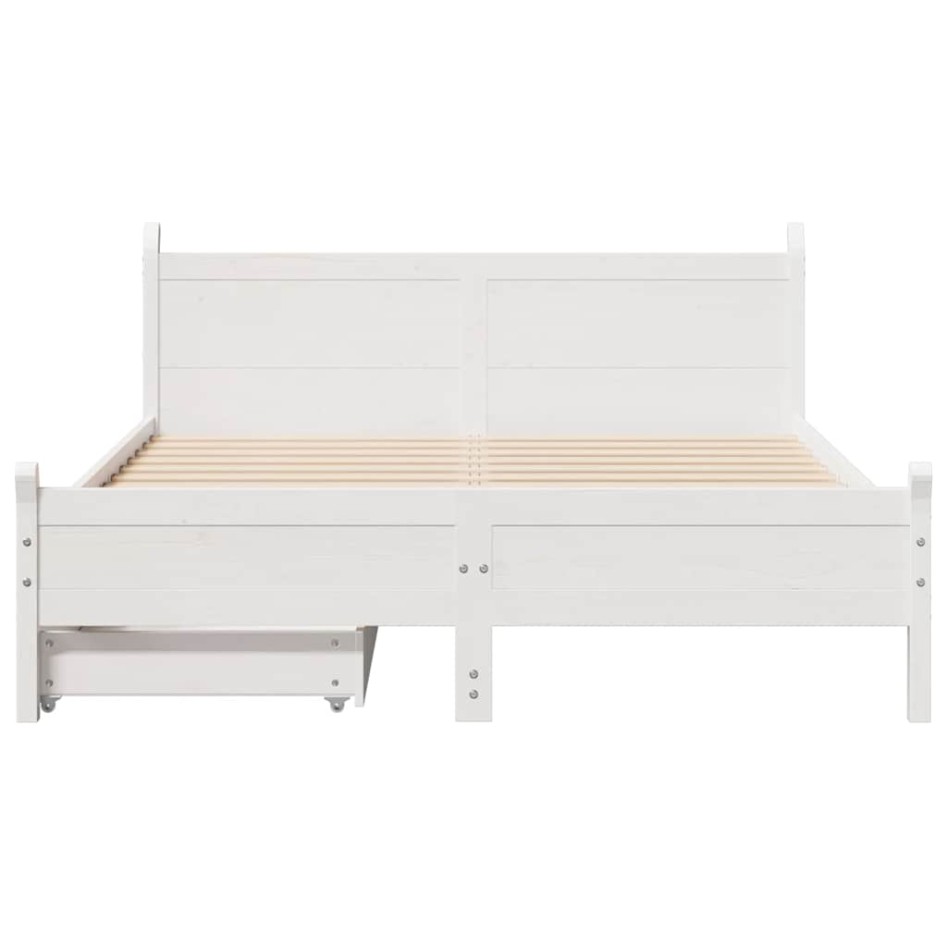 Estructura de cama sin colchón madera de pino blanca 140x200