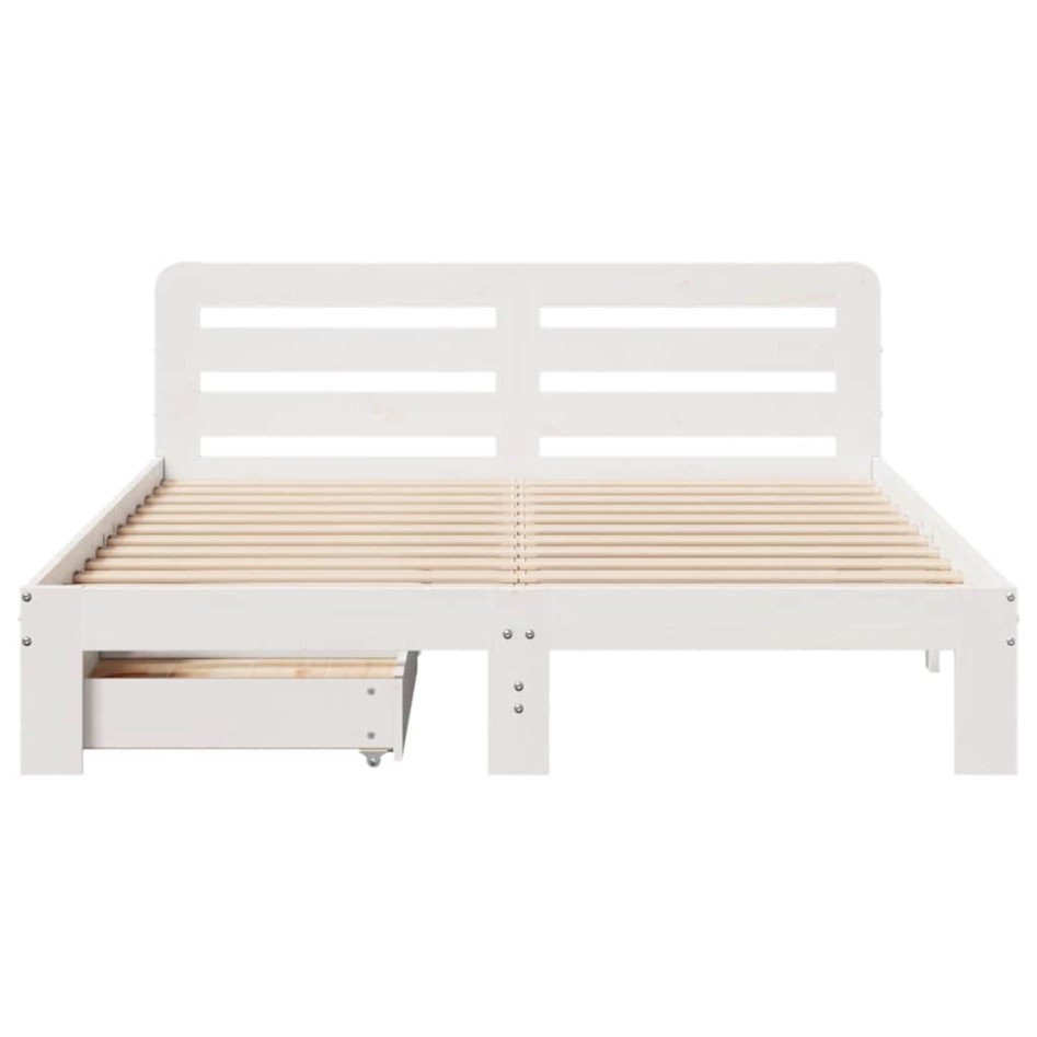 Estructura de cama sin colchón madera de pino blanca 150x200