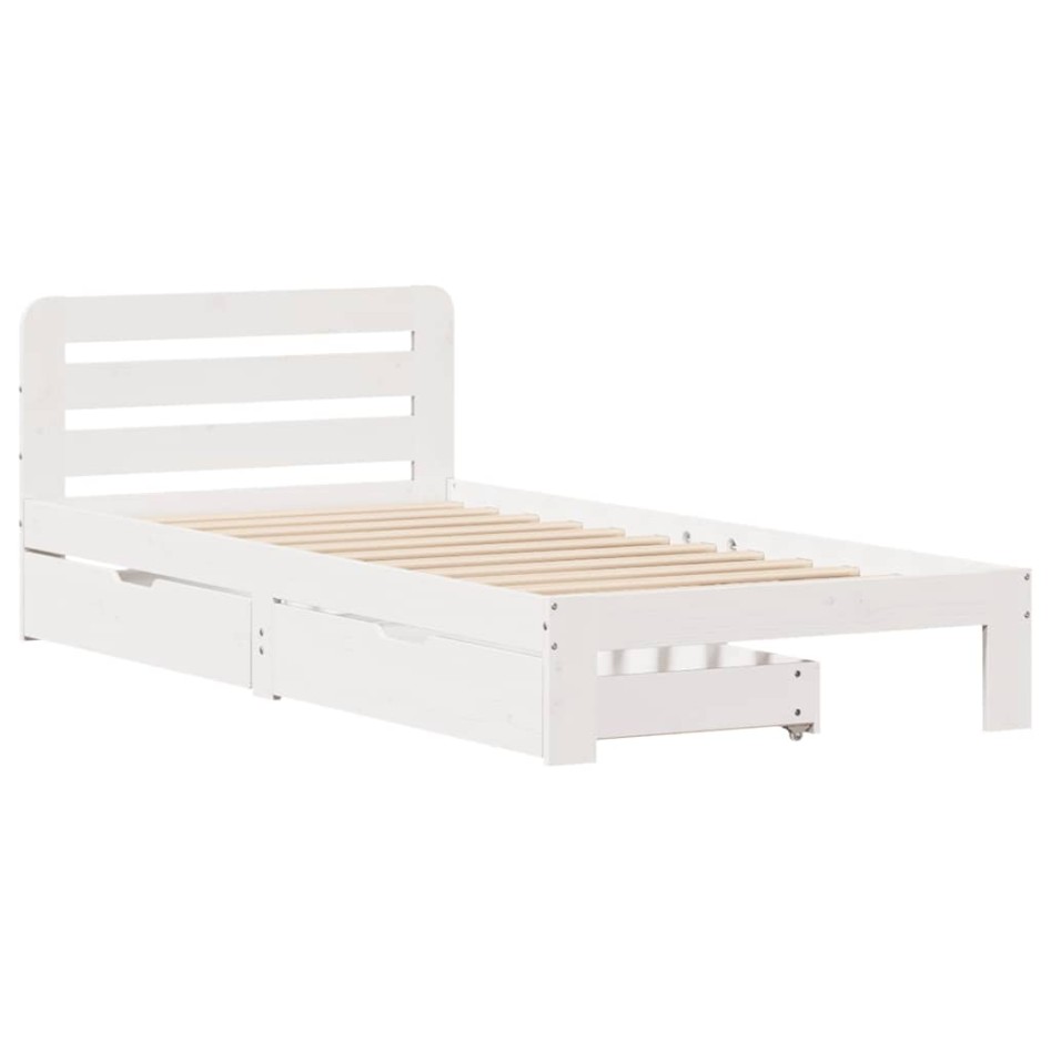 Estructura de cama sin colchón madera de pino blanca 90x200