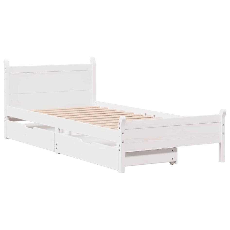 Estructura de cama sin colchón madera maciza blanca 90x190