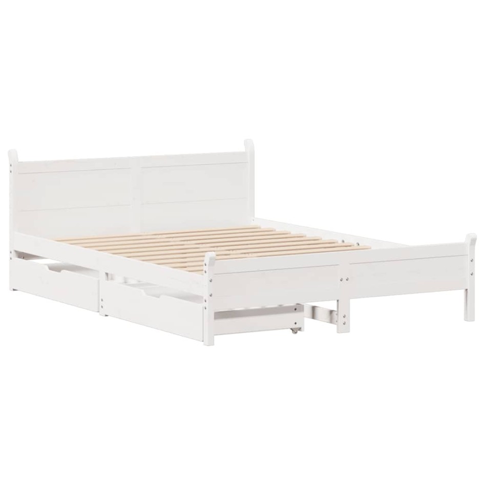 Estructura de cama sin colchón madera de pino blanco 135x190