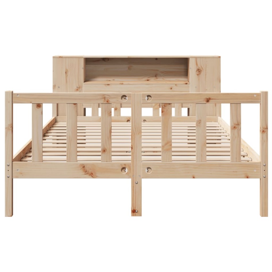 Cama con estantería sin colchón madera maciza de pino