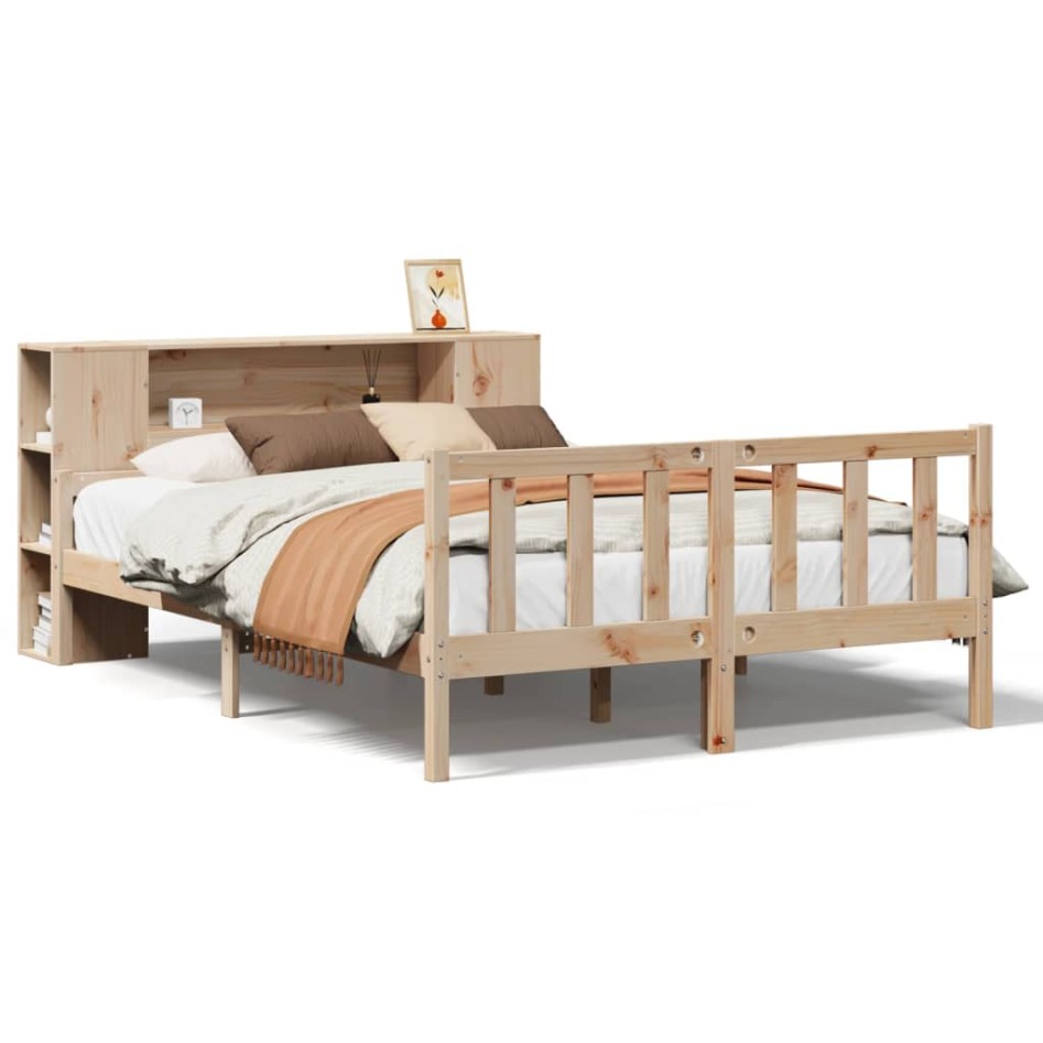 Cama con estantería sin colchón madera maciza de pino