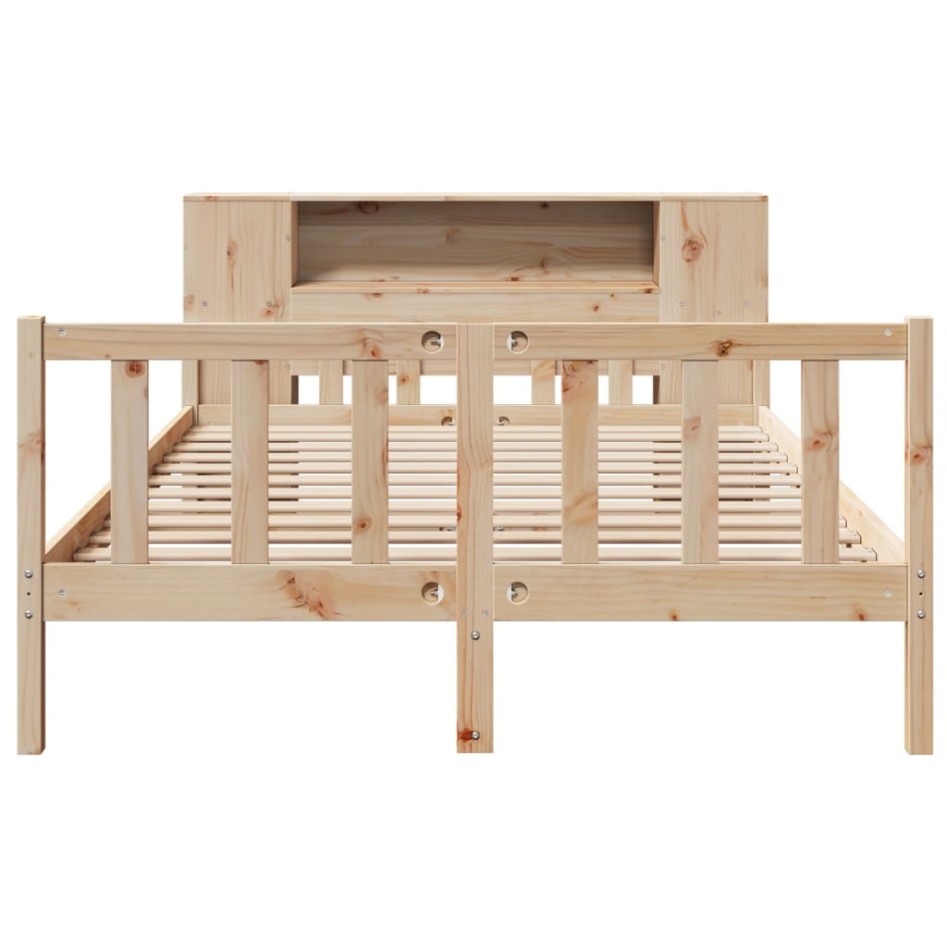 Cama con estantería sin colchón madera maciza de pino