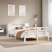 Cama con estantería sin colchón madera maciza blanca 120x200 cm