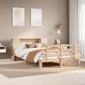 Cama con estantería sin colchón madera maciza de pino