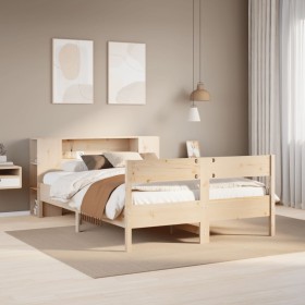 Cama con estantería sin colchón madera maciza de pino