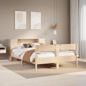 Cama con estantería sin colchón madera maciza de pino