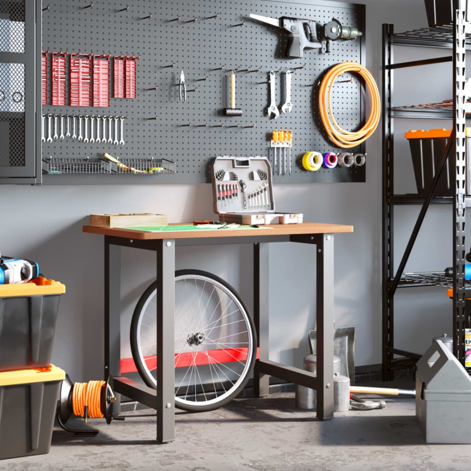 Banco de trabajo rectangular madera maciza roble 100x60x81,5