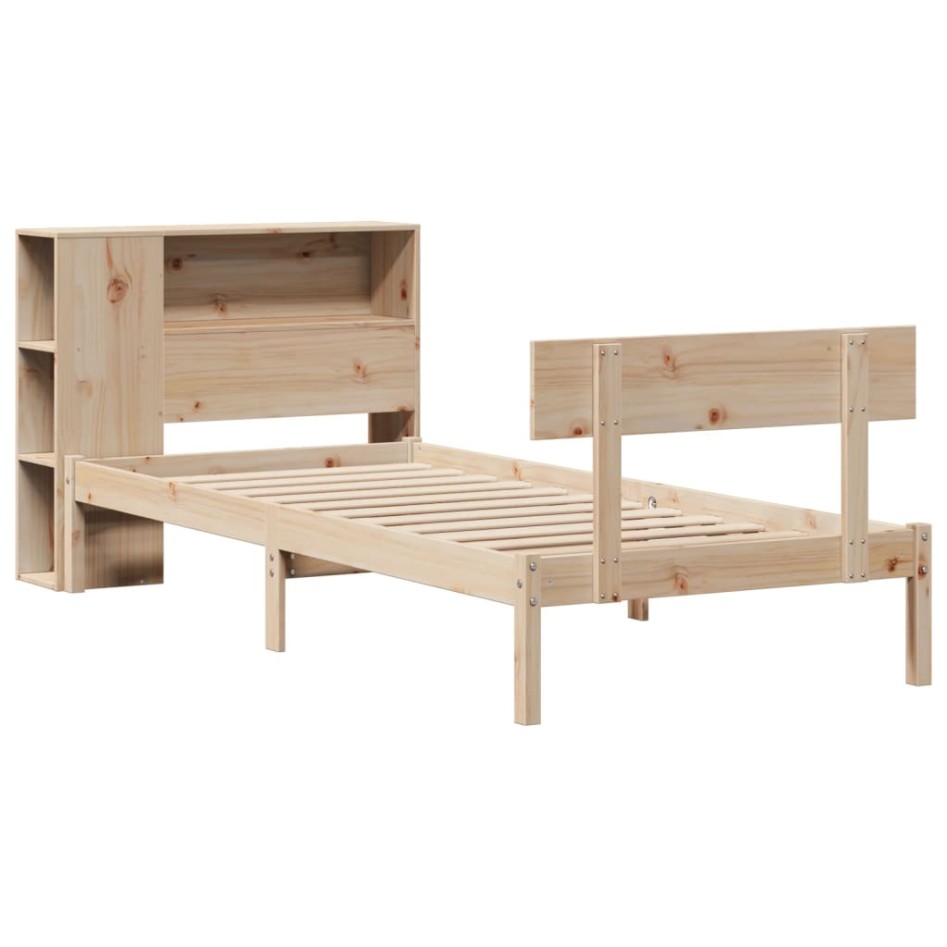 Cama con estantería sin colchón madera maciza de pino 90x200