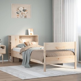 Cama con estantería sin colchón madera maciza de pino 90x190