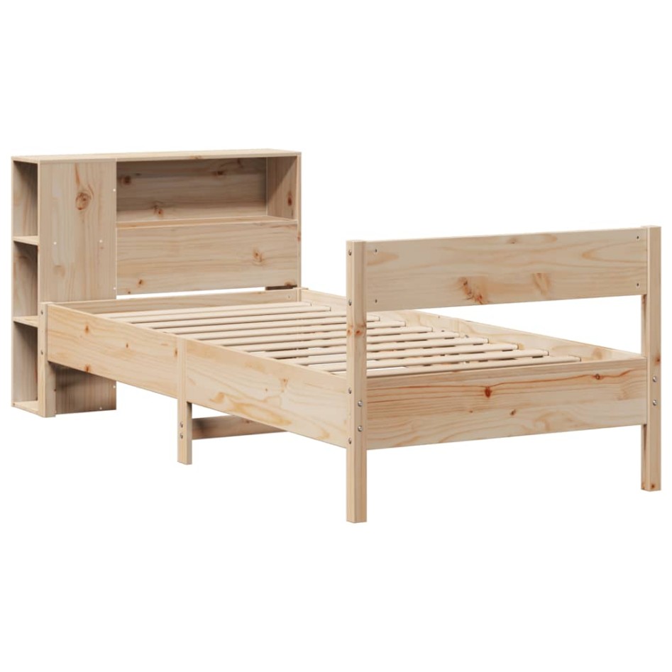 Cama con estantería sin colchón madera maciza de pino 90x190