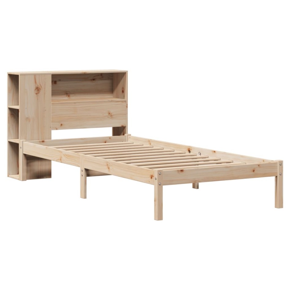 Cama con estantería sin colchón madera maciza de pino 90x200