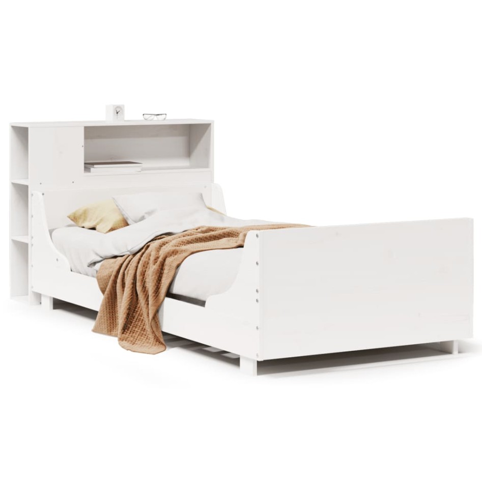 Estructura de cama sin colchón madera de pino blanca 90x200
