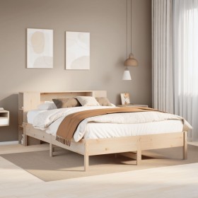 Cama con estantería sin colchón madera maciza de pino