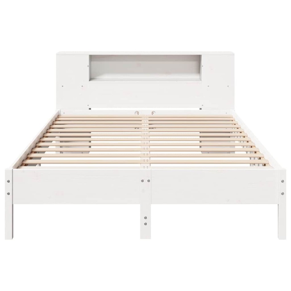 Cama con estantería sin colchón madera maciza blanca 120x190
