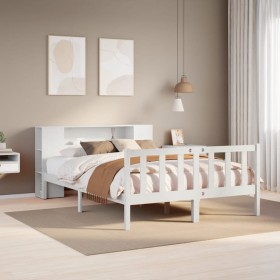 Cama con estantería sin colchón madera maciza blanca 120x190