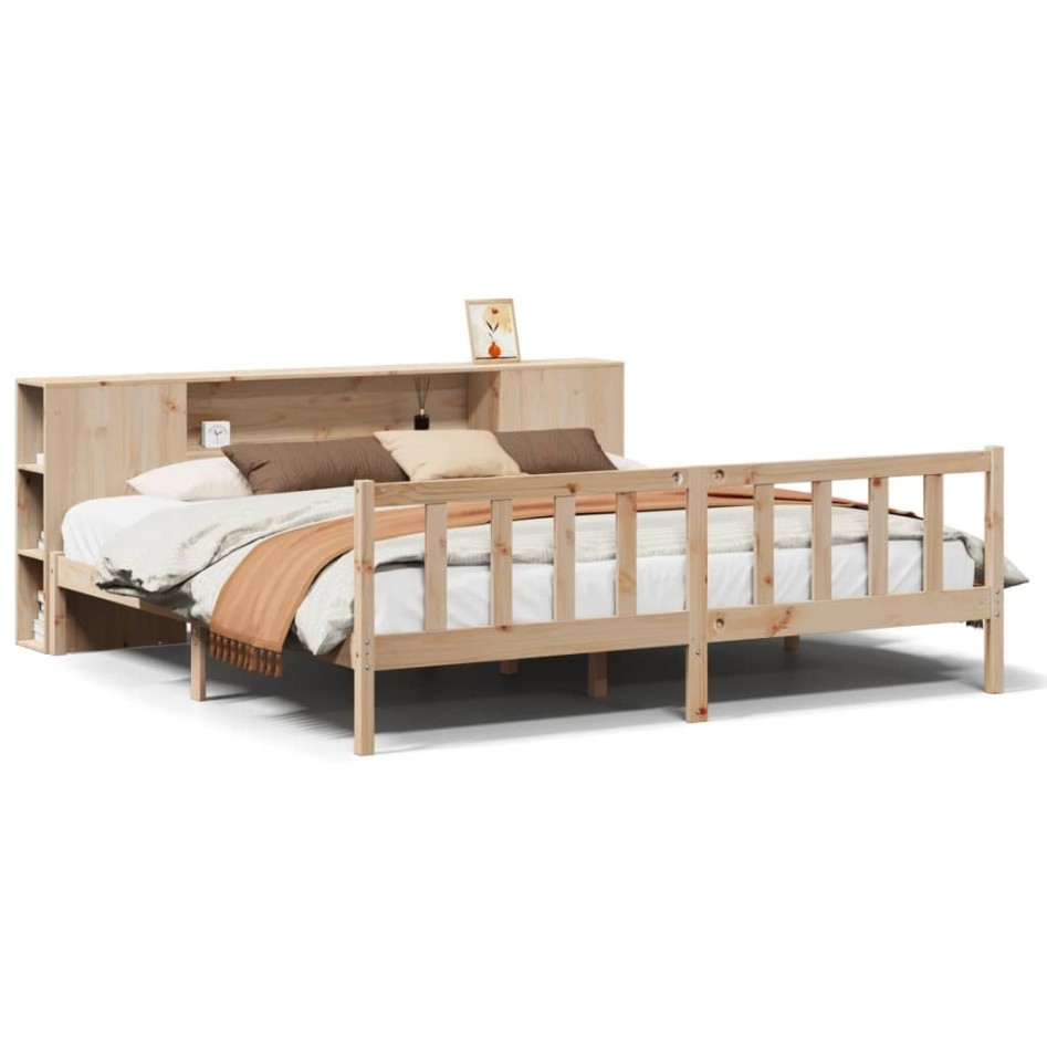 Cama con estantería sin colchón madera maciza de pino
