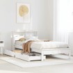 Cama con estantería sin colchón madera maciza blanca 100x200 cm