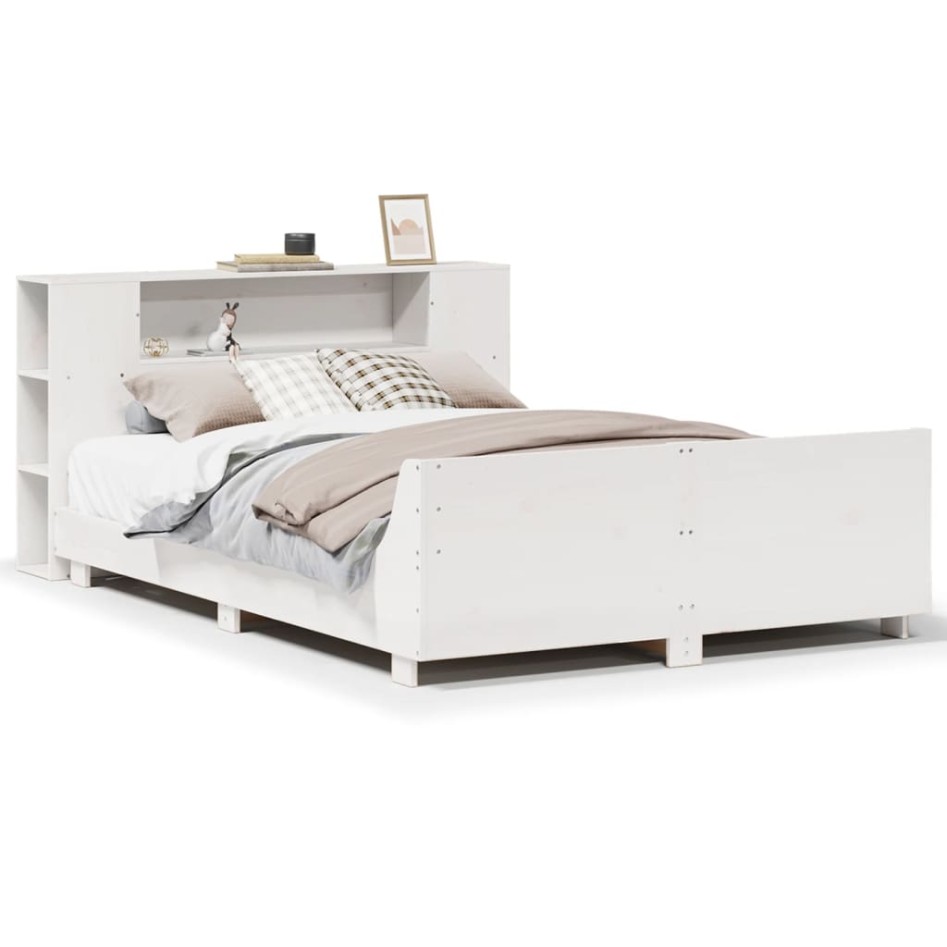 Estructura de cama sin colchón madera de pino blanca 140x190