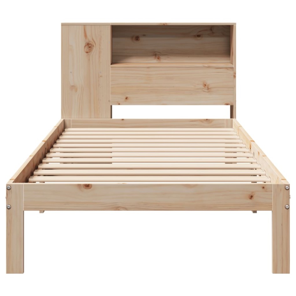 Cama con estantería sin colchón madera maciza de pino 75x190