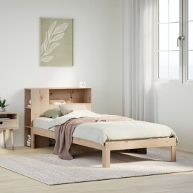 Cama con estantería sin colchón madera maciza de pino 90x190
