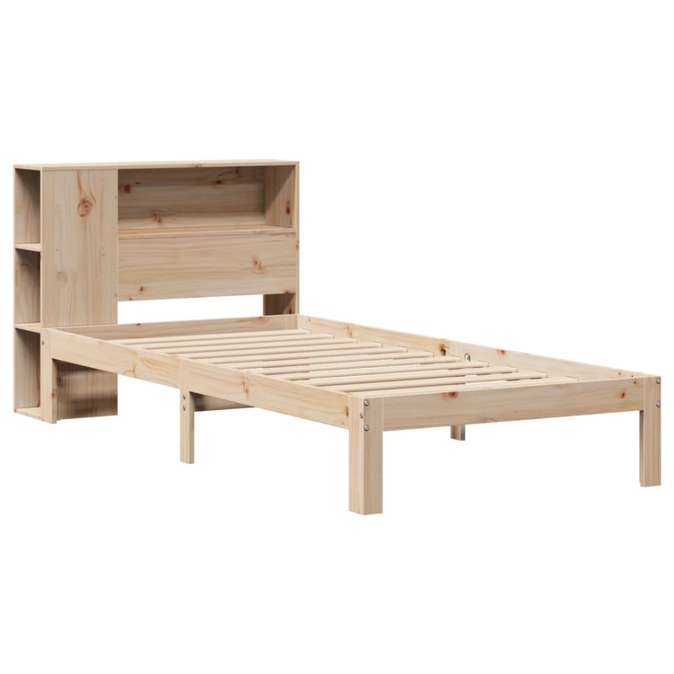 Cama con estantería sin colchón madera maciza de pino 90x190