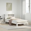Cama con estantería sin colchón madera maciza blanca 100x200 cm