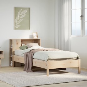 Cama con estantería sin colchón madera maciza de pino