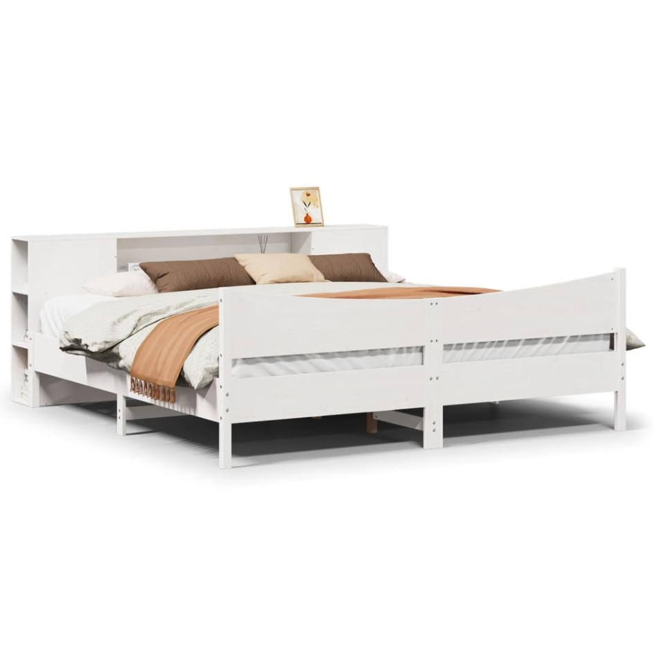 Estructura de cama sin colchón madera maciza blanca 200x200