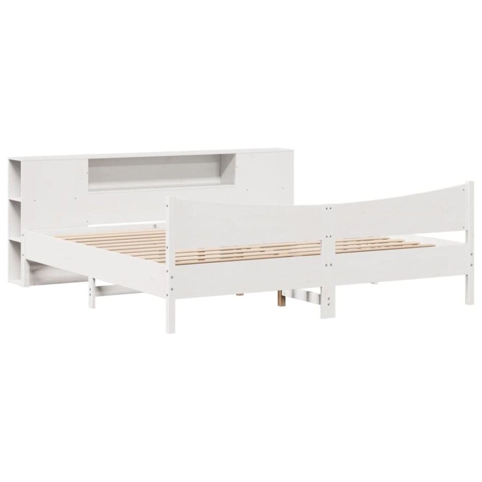 Estructura de cama sin colchón madera maciza blanca 200x200