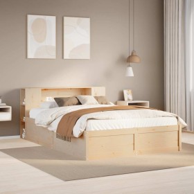 Estructura de cama sin colchón madera de pino blanca 140x200