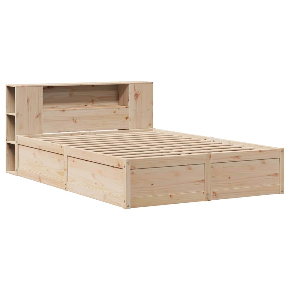 Estructura de cama sin colchón madera de pino blanca 140x200