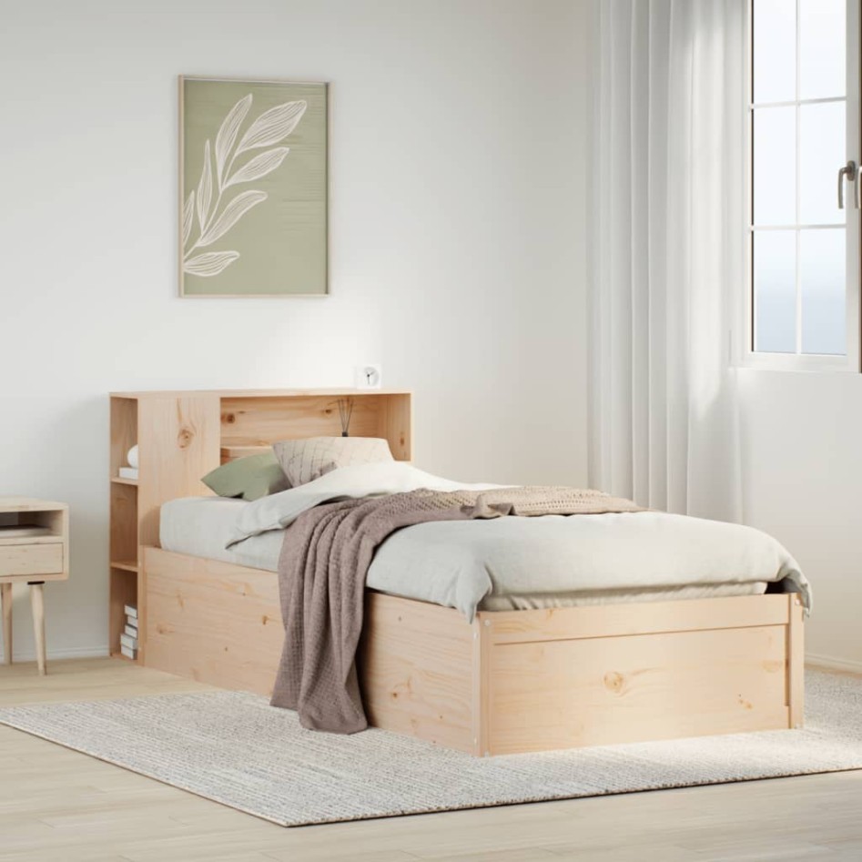Estructura de cama sin colchón madera maciza de pino 90x190